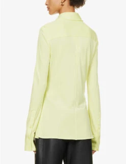 Long-sleeved Cut-out Woven Shirt -Reis Clothing Shop R04170123 LIME ALT03