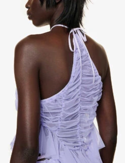 Waterfall Halterneck Stretch-woven Top -Reis Clothing Shop R04170540 LAVANDE ALT04