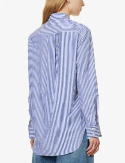 Rag & Bone Maxine Striped Patch-pocket Relaxed-fit Cotton Shirt -Reis Clothing Shop R04170707 BLUESTRIPE ALT03