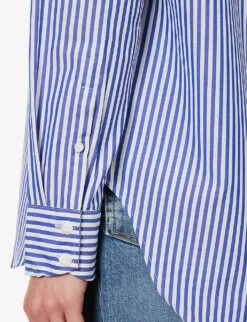 Rag & Bone Maxine Striped Patch-pocket Relaxed-fit Cotton Shirt -Reis Clothing Shop R04170707 BLUESTRIPE ALT05