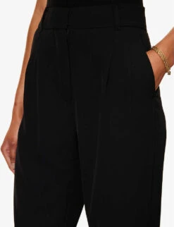 Arizona Pleated Wide-leg Mid-rise Woven Trousers -Reis Clothing Shop R04171066 BLACK ALT04