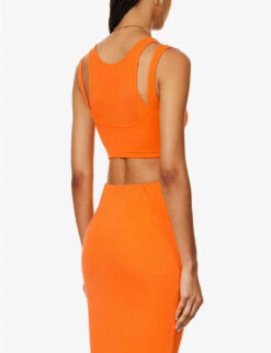 Seville Cropped Slim-fit Stretch-woven Top -Reis Clothing Shop R04171074 ORANGE ALT03