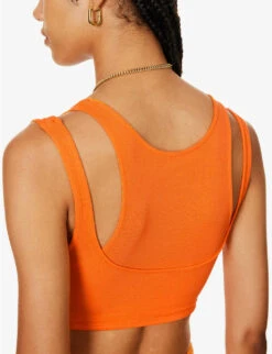 Seville Cropped Slim-fit Stretch-woven Top -Reis Clothing Shop R04171074 ORANGE ALT05