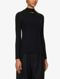 Wolford Long-sleeved High-neck Wool And Cashmere-blend Knitted Top -Reis Clothing Shop R04171474 BLACK ALT02