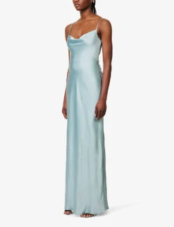 Keisha Cowl-neck Satin Bridesmaid Dress 7 Keisha Cowl-neck Satin Bridesmaid Dress -Reis Clothing Shop R04171518 ICEBLUE ALT02