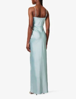 Keisha Cowl-neck Satin Bridesmaid Dress 8 Keisha Cowl-neck Satin Bridesmaid Dress -Reis Clothing Shop R04171518 ICEBLUE ALT03