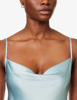 Keisha Cowl-neck Satin Bridesmaid Dress 9 Keisha Cowl-neck Satin Bridesmaid Dress -Reis Clothing Shop R04171518 ICEBLUE ALT04