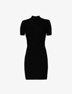 MM6 Maison Margiela Distressed Cut-out Slim-fit Cotton And Alpaca-blend Knitted Mini Dress