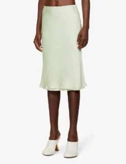 Jil Sander Flared-hem Elasticated-waistband Satin Midi Skirt -Reis Clothing Shop R04173106 335 ALT02