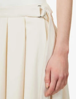 Pleated High-waisted Organic-cotton Midi Skirt -Reis Clothing Shop R04173370 IVORY ALT04