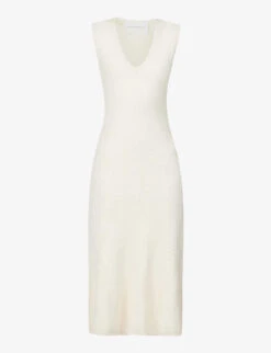 Sleeveless V-neck Organic-cotton Blend Maxi Dress