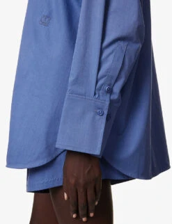 Avani Brand-embroidered Oversized-fit Cotton-blend Shirt -Reis Clothing Shop R04174445 SPAHIRE ALT04