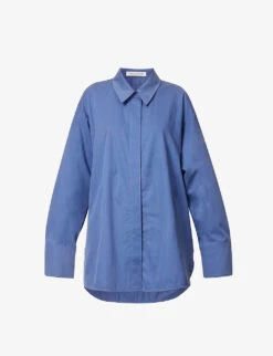 Avani Brand-embroidered Oversized-fit Cotton-blend Shirt