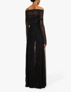 Nolana Boned Semi-sheer Stretch-mesh Maxi Dress -Reis Clothing Shop R04174455 BLACK ALT03
