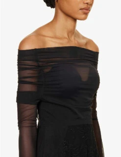 Nolana Boned Semi-sheer Stretch-mesh Maxi Dress -Reis Clothing Shop R04174455 BLACK ALT04