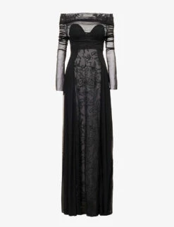 Nolana Boned Semi-sheer Stretch-mesh Maxi Dress