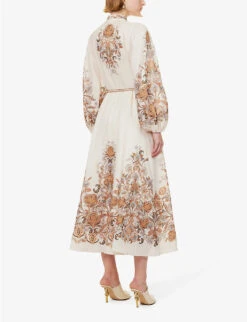 Zimmermann Devi Paisley-patterned Regular-fit Linen Midi Dress -Reis Clothing Shop R04174591 IVORYPAISLEY ALT03
