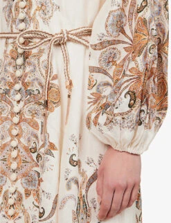 Zimmermann Devi Paisley-patterned Regular-fit Linen Midi Dress -Reis Clothing Shop R04174591 IVORYPAISLEY ALT04