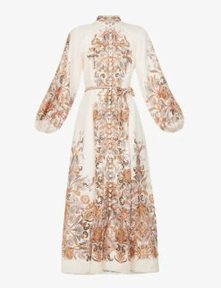 Zimmermann Devi Paisley-patterned Regular-fit Linen Midi Dress