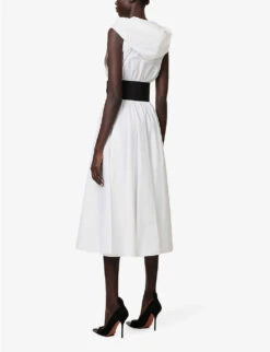Flare Belt-embellished Cotton Midi Dress -Reis Clothing Shop R04179383 BLANC ALT03