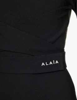 Scoop-neck Logo-strap Woven Maxi Dress -Reis Clothing Shop R04179391 NOIRALAIA ALT04