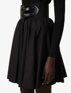 Belted High-rise Cotton Mini Skirt -Reis Clothing Shop R04179410 NOIR ALT04