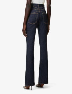 High-rise Flared-leg Regular-fit Cotton-blend Jeans -Reis Clothing Shop R04179411 BLEUDENIM ALT03
