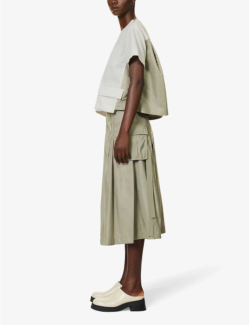 Sacai Pleated Flap-pocket Shell Midi Skirt 2 Sacai Pleated Flap-pocket Shell Midi Skirt - Image 2