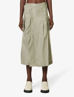 Sacai Pleated Flap-pocket Shell Midi Skirt 7 Sacai Pleated Flap-pocket Shell Midi Skirt -Reis Clothing Shop R04180391 LKHAKI ALT02