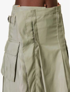 Sacai Pleated Flap-pocket Shell Midi Skirt 9 Sacai Pleated Flap-pocket Shell Midi Skirt -Reis Clothing Shop R04180391 LKHAKI ALT04