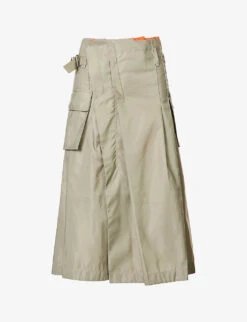 Sacai Pleated Flap-pocket Shell Midi Skirt