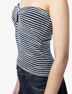 Zadig & Voltaire Twista Striped Wool-blend Top -Reis Clothing Shop R04180438 ENCRE ALT04