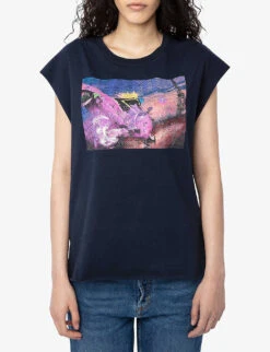 Zadig & Voltaire Cecilia Moon Graphic-print Cotton T-shirt -Reis Clothing Shop R04180441 ENCRE ALT02