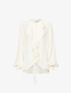 Victoria Beckham Ruffle-trim Self-tie Silk Shirt