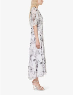 Victoria Beckham Godet Floral-print Woven Midi Dress -Reis Clothing Shop R04180537 FLORALNEGATIVE ALT02