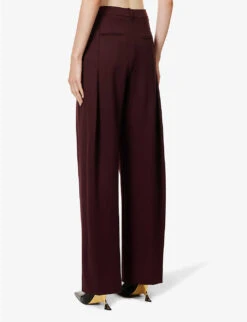 Victoria Beckham Pleated Straight-leg High-rise Stretch-jersey Trousers -Reis Clothing Shop R04180544 ROSEWOOD ALT03