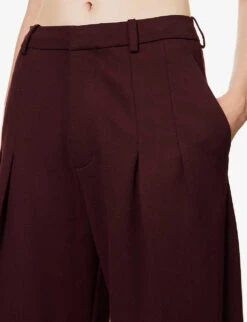 Victoria Beckham Pleated Straight-leg High-rise Stretch-jersey Trousers -Reis Clothing Shop R04180544 ROSEWOOD ALT04
