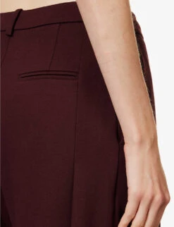 Victoria Beckham Pleated Straight-leg High-rise Stretch-jersey Trousers -Reis Clothing Shop R04180544 ROSEWOOD ALT05