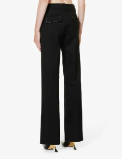 Victoria Beckham Structured-waist Pressed-crease Straight-leg High-rise Stretch-woven Trousers -Reis Clothing Shop R04180546 BLACK ALT03