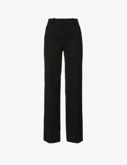 Victoria Beckham Structured-waist Pressed-crease Straight-leg High-rise Stretch-woven Trousers