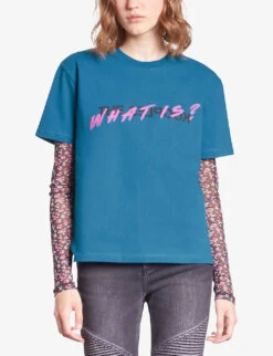 THE KOOPLES Logo-print Cotton-jersey T-shirt -Reis Clothing Shop R04180583 MEDIUMBLUE ALT02