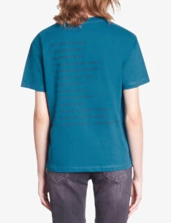 THE KOOPLES Logo-print Cotton-jersey T-shirt -Reis Clothing Shop R04180583 MEDIUMBLUE ALT03