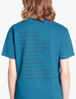 THE KOOPLES Logo-print Cotton-jersey T-shirt -Reis Clothing Shop R04180583 MEDIUMBLUE ALT04