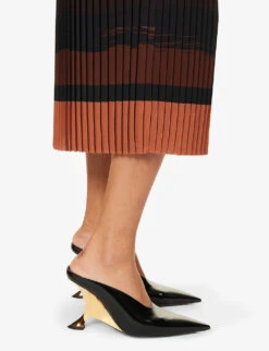 Dries Van Noten Pleated Flared-hem Woven Midi Skirt -Reis Clothing Shop R04180724 BROWN ALT04