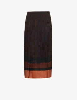 Dries Van Noten Pleated Flared-hem Woven Midi Skirt