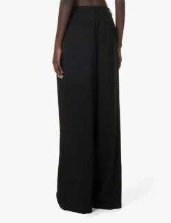 Ssanaz Wide-leg Mid-rise Woven Trousers -Reis Clothing Shop R04181289 BLACK ALT03