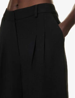 Ssanaz Wide-leg Mid-rise Woven Trousers -Reis Clothing Shop R04181289 BLACK ALT04
