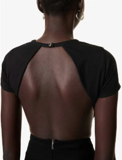 Backless Obsidian-embellished Stretch-cotton Top 9 Backless Obsidian-embellished Stretch-cotton Top -Reis Clothing Shop R04181379 BLACK ALT04