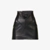 Obsidian-embellished High-waist Leather Mini Skirt