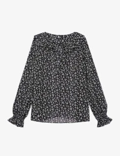 THE KOOPLES Ruffle-neck Floral-print Woven Top